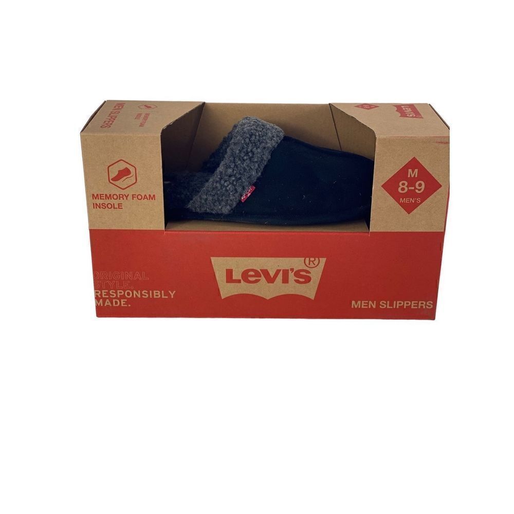 Levi's Men MEDIUM (8-9) Memory Black/Charcoal Foam Slippers